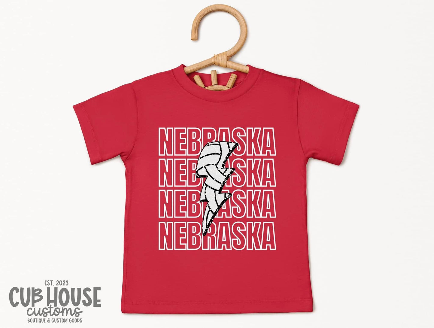 NEBRASKA • STACKED WITH VOLLEYBALL BOLT