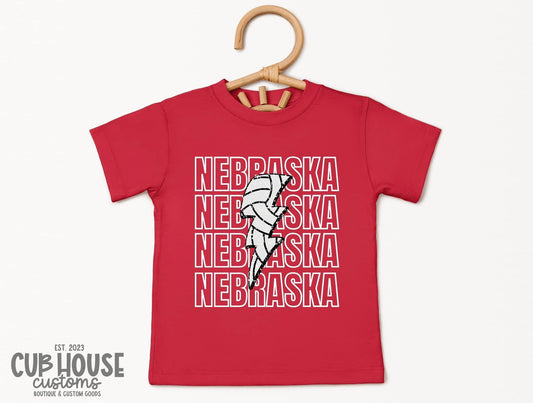 NEBRASKA • STACKED WITH VOLLEYBALL BOLT