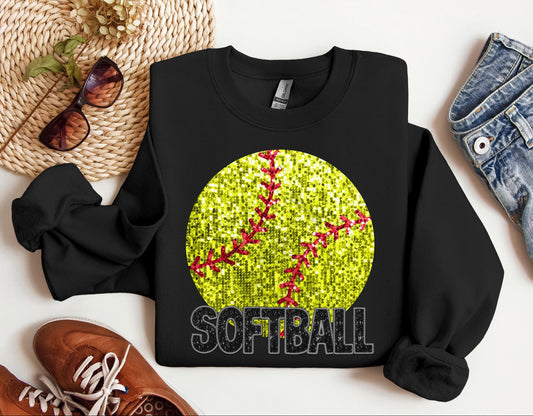 SOFTBALL • BLACK FAUX SPARKLE